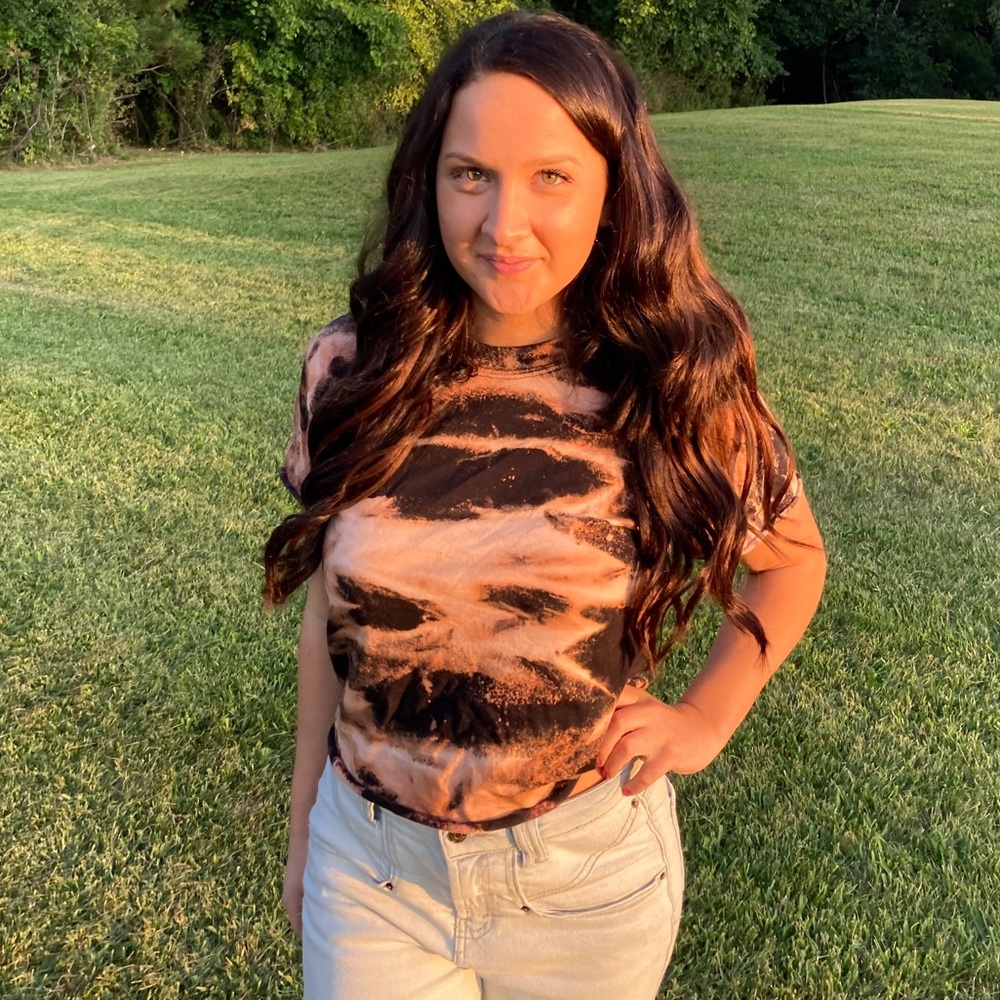 Cropped custom bleached tie dye tshirt